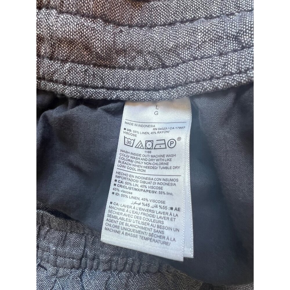 Old Navy Wide Leg Pants Blue Gray Casual Pull On Linen Pants Elastic Large - Picture 6 of 9